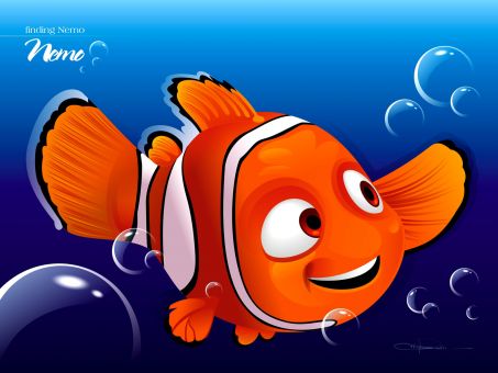Dunia Ikan Nemo Baik Tersenyum Bahagia Bergaris Hitam Punya Nama